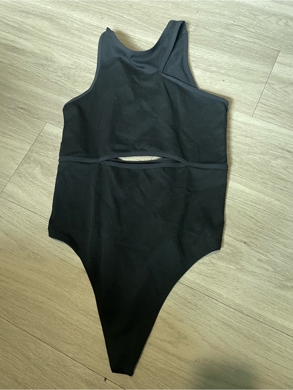 Colsie Black Asymmetrical Cutout Bodysuit